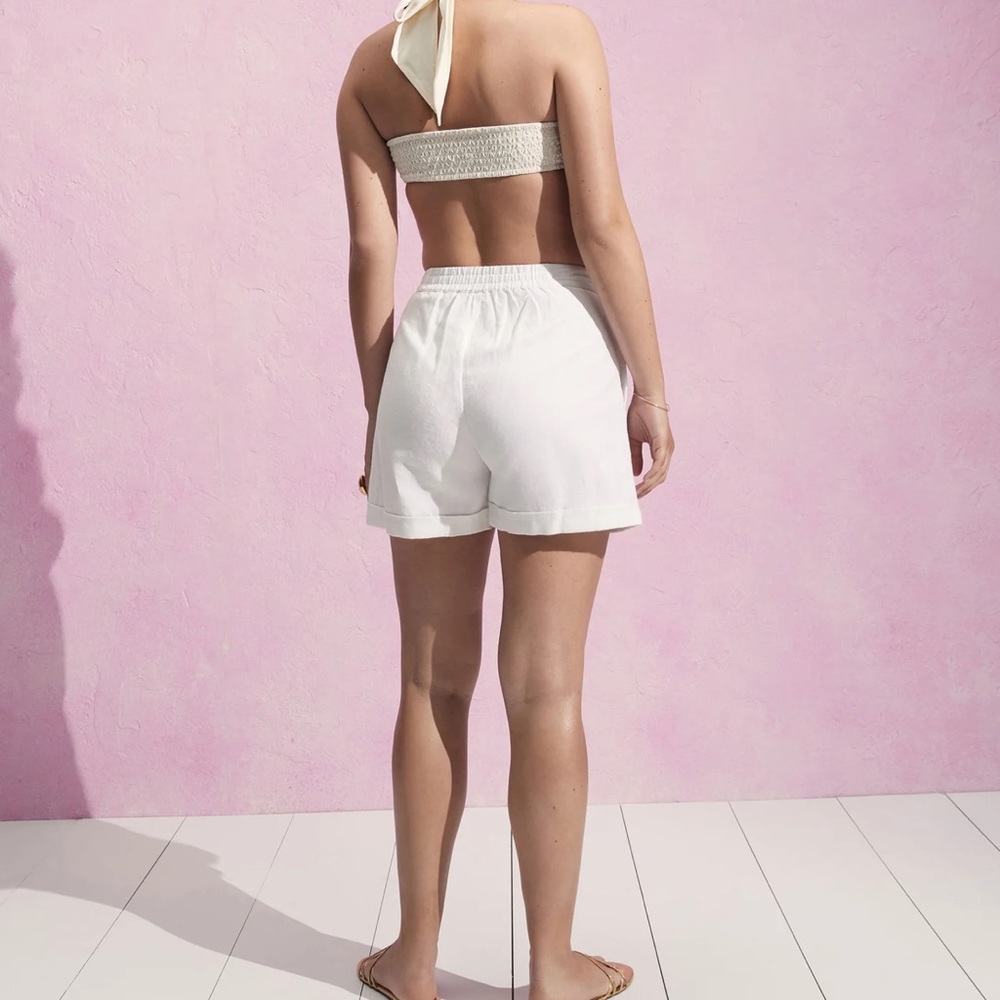 Calypso St. Barth White High-Rise Elastic Waist Shorts